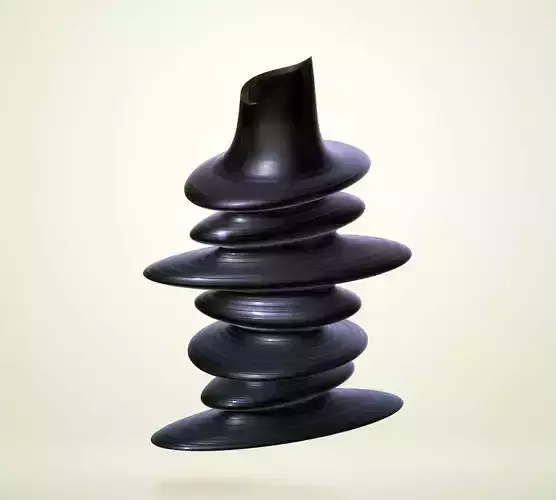 Modern Flat Twisted Pebble Vase 3D print model