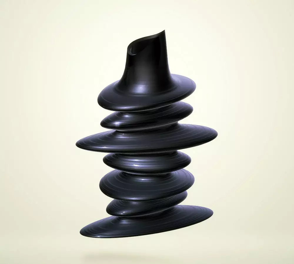 Modern Flat Twisted Pebble Vase 3D print model_0
