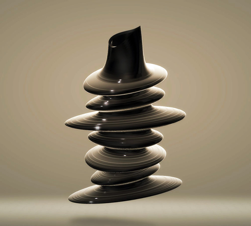 Modern Flat Twisted Pebble Vase 3D print model_4