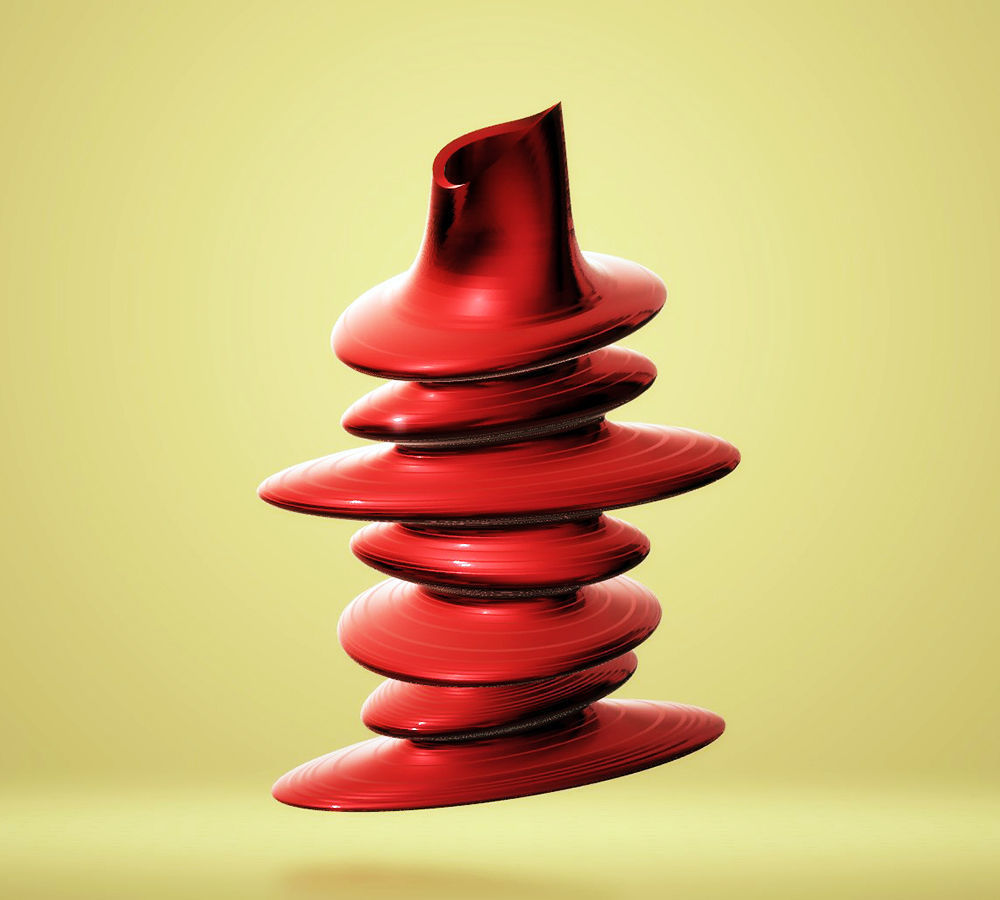 Modern Flat Twisted Pebble Vase 3D print model_2