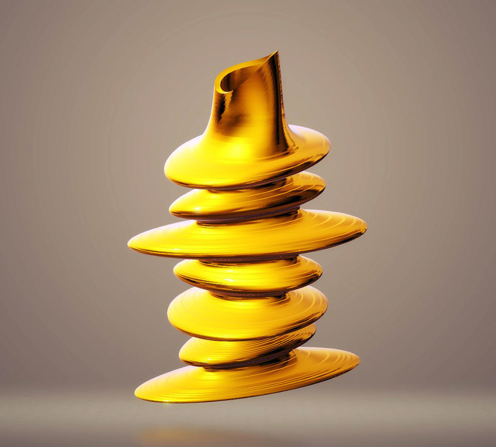 Modern Flat Twisted Pebble Vase 3D print model_3