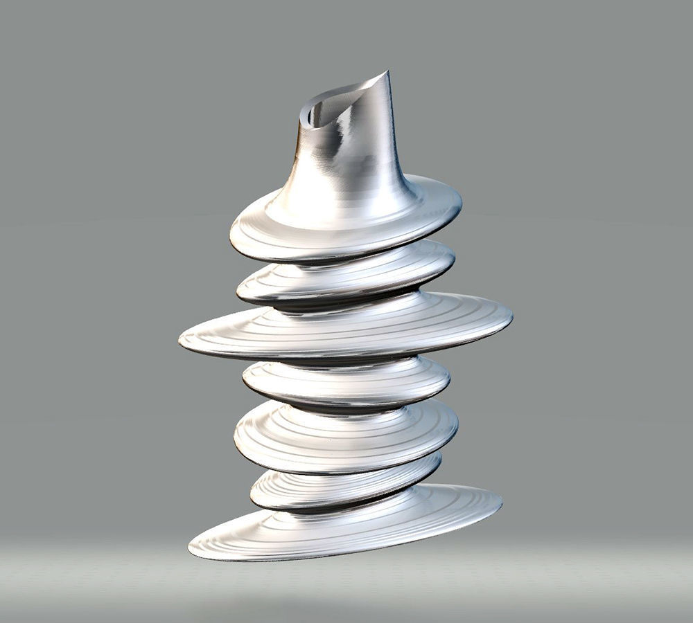 Modern Flat Twisted Pebble Vase 3D print model_1