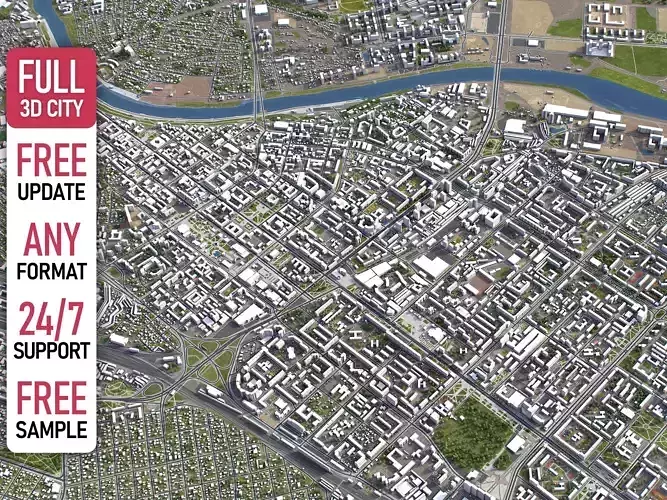 Tumen - 3D City Model Low-poly 3D model