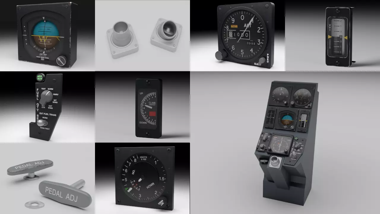 F16 Centre Console Instruments PACK 3D Model Collection_0