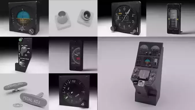 F16 Centre Console Instruments PACK 3D Model Collection