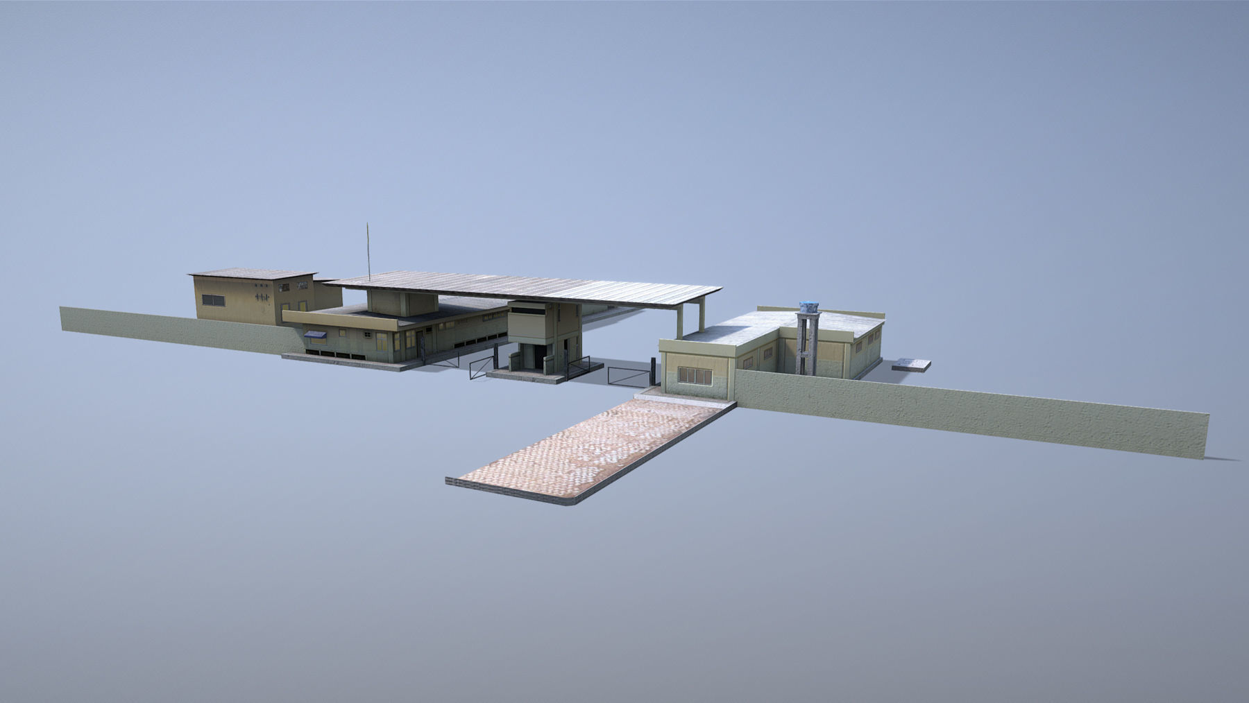 MilitaryBase PortoVelho RoadBlock Low-poly 3D model_7