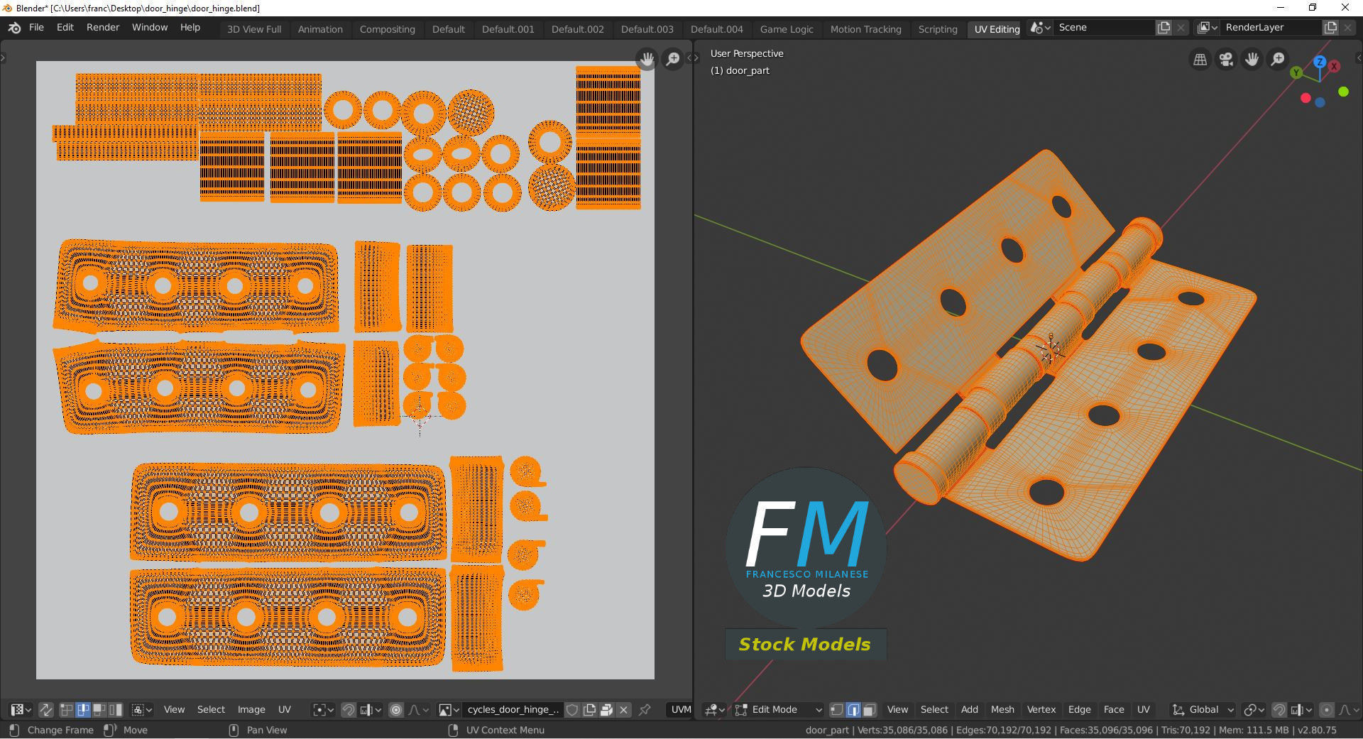 Door hinge 3D model_10
