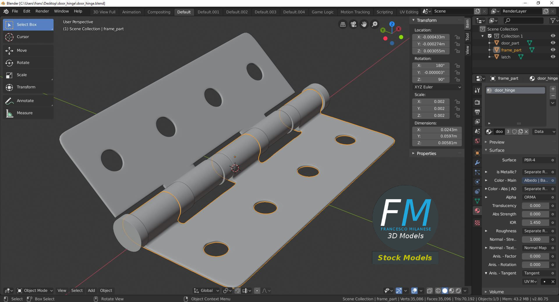 Door hinge 3D model_9