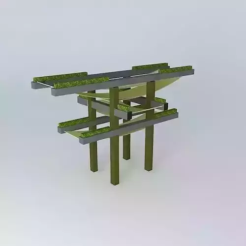 Tree structure with gold drapes