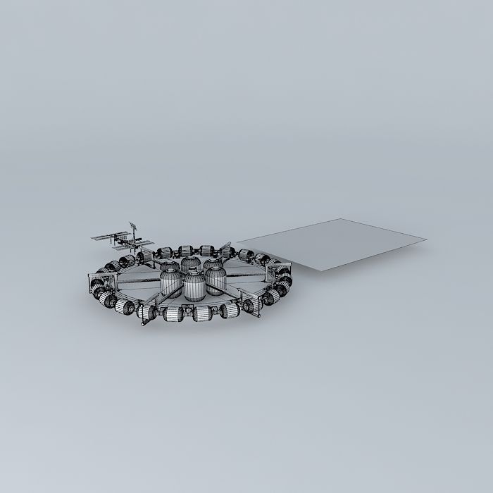 BTE Orbital Construction Facility with ISS Free 3D model_4