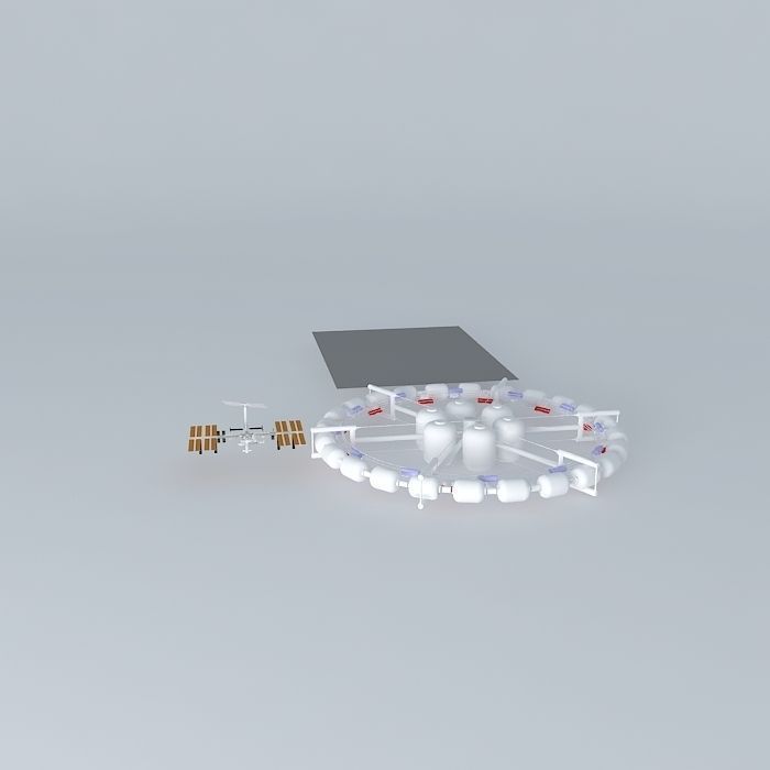 BTE Orbital Construction Facility with ISS Free 3D model_2