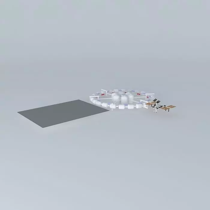 BTE Orbital Construction Facility with ISS Free 3D model_0