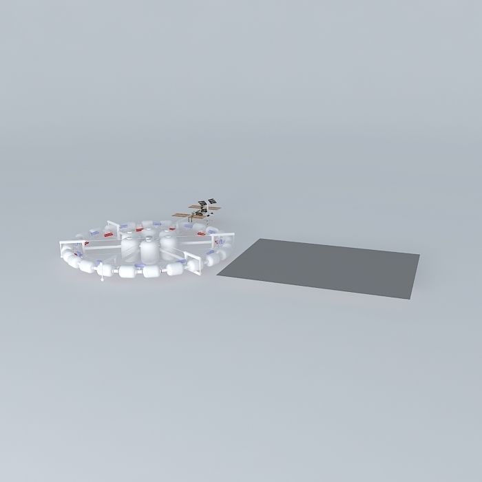 BTE Orbital Construction Facility with ISS Free 3D model_1