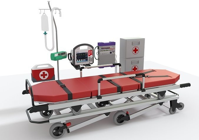 Ambulance Equipment with Stretcher 3D model