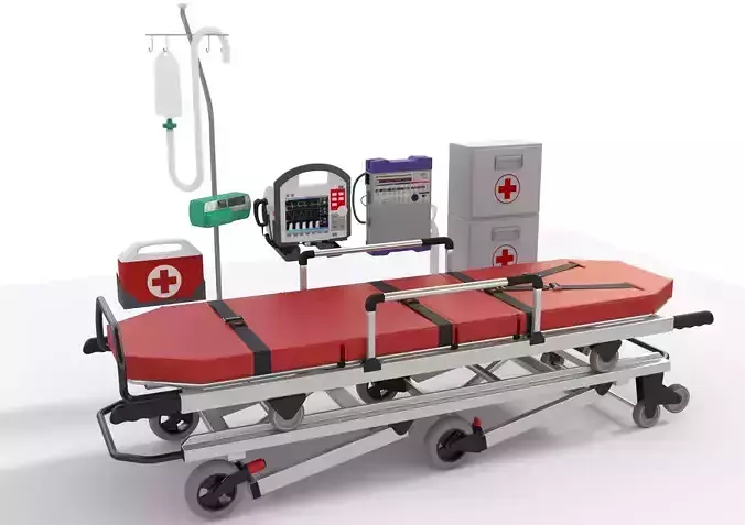 Ambulance Equipment with Stretcher 3D model