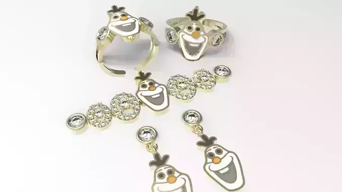 Junior jewelry Olaf Gold Silver Set 3d Model