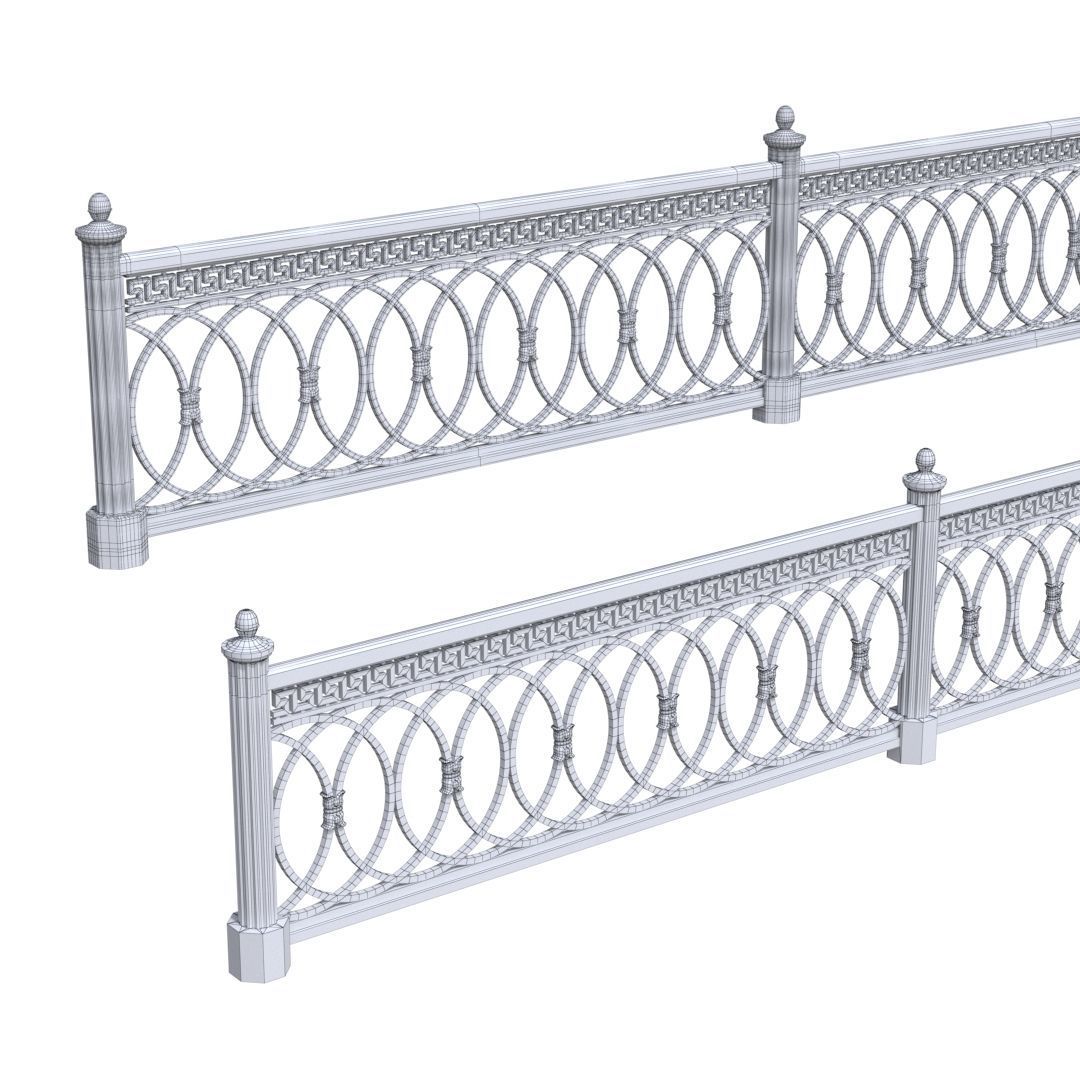 Park fence 02 Low-poly 3D model_9