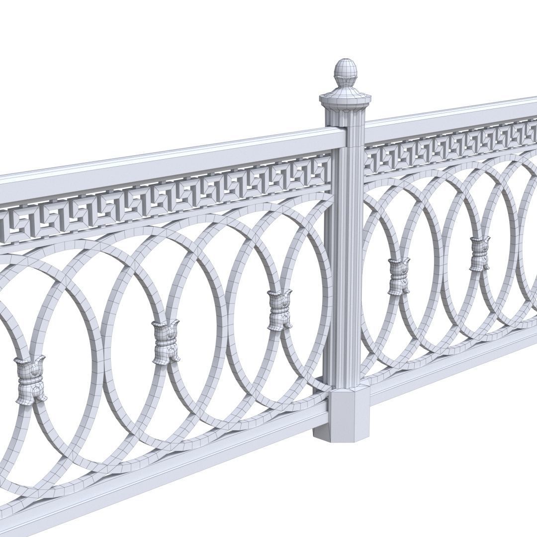 Park fence 02 Low-poly 3D model_14