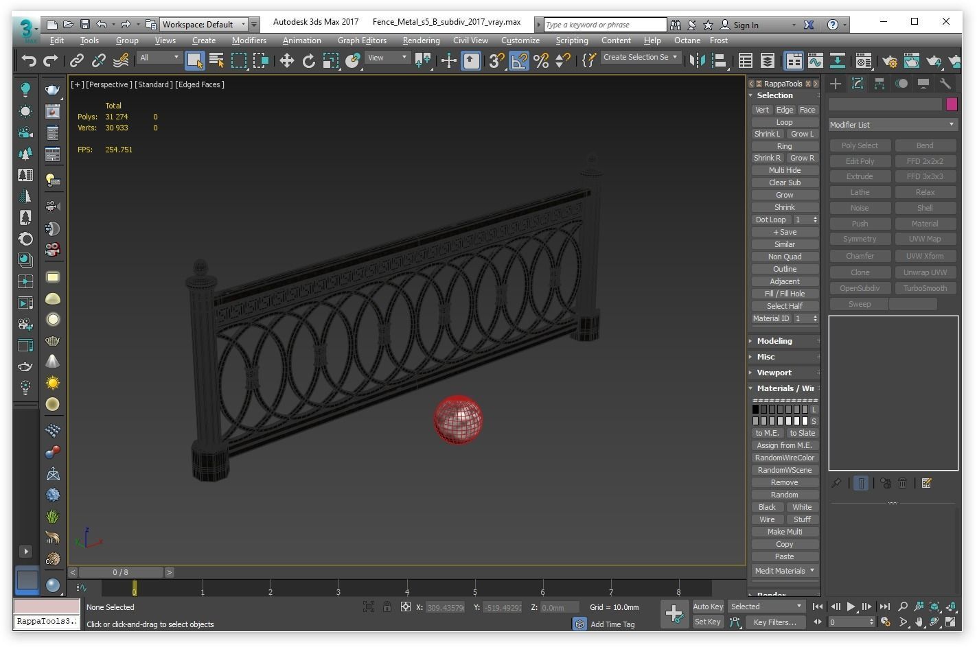Park fence 02 Low-poly 3D model_19