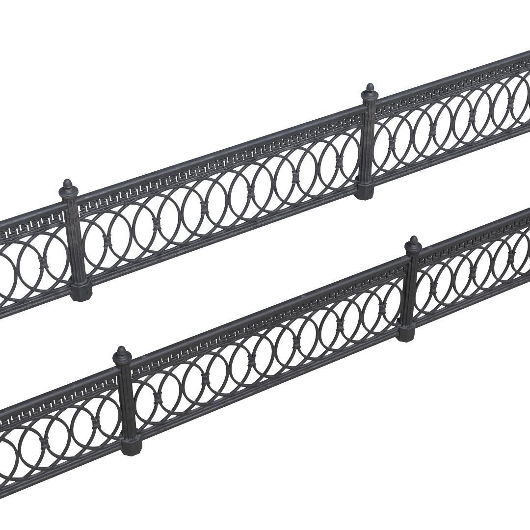 Park fence 02 Low-poly 3D model_1