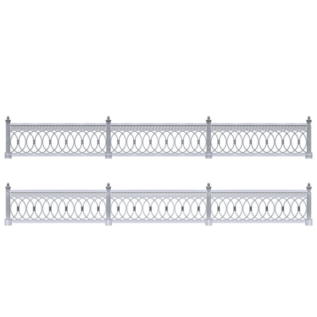 Park fence 02 Low-poly 3D model_12