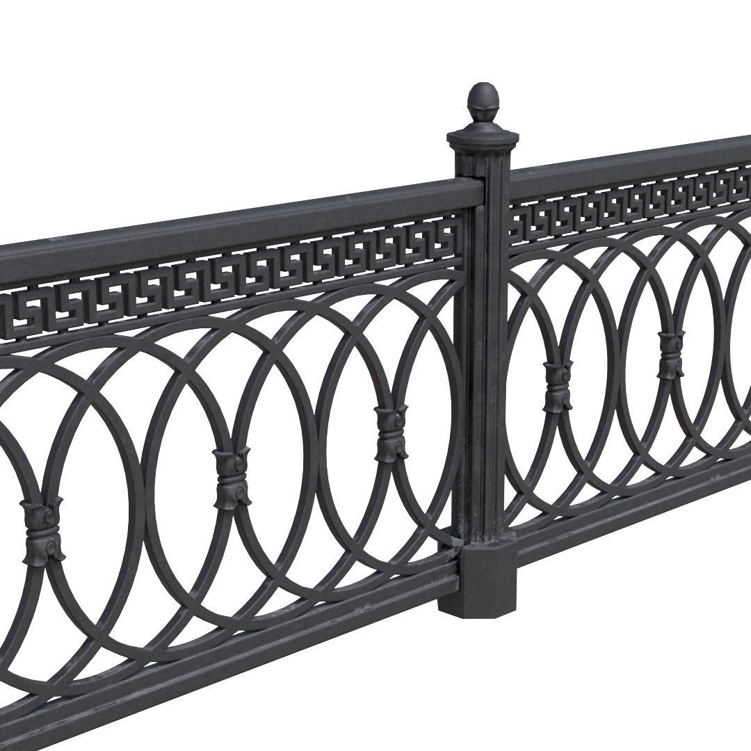 Park fence 02 Low-poly 3D model_5