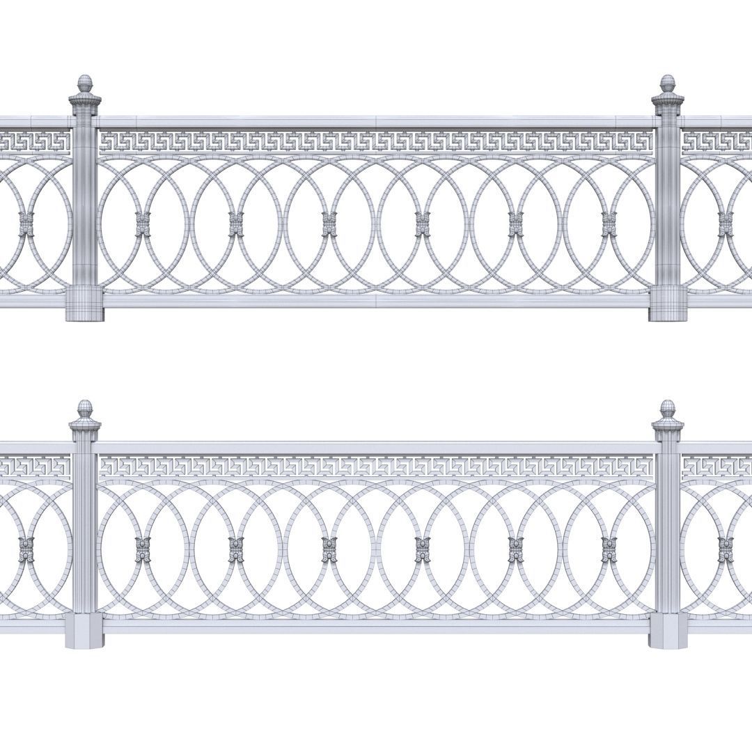 Park fence 02 Low-poly 3D model_11