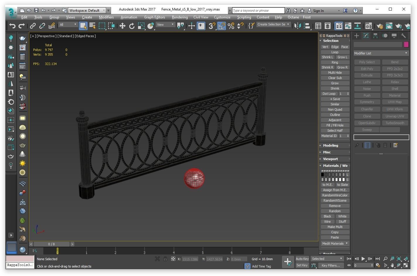 Park fence 02 Low-poly 3D model_18