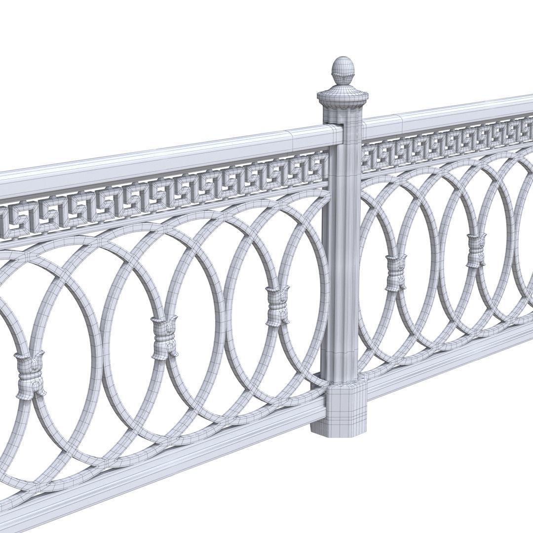 Park fence 02 Low-poly 3D model_13