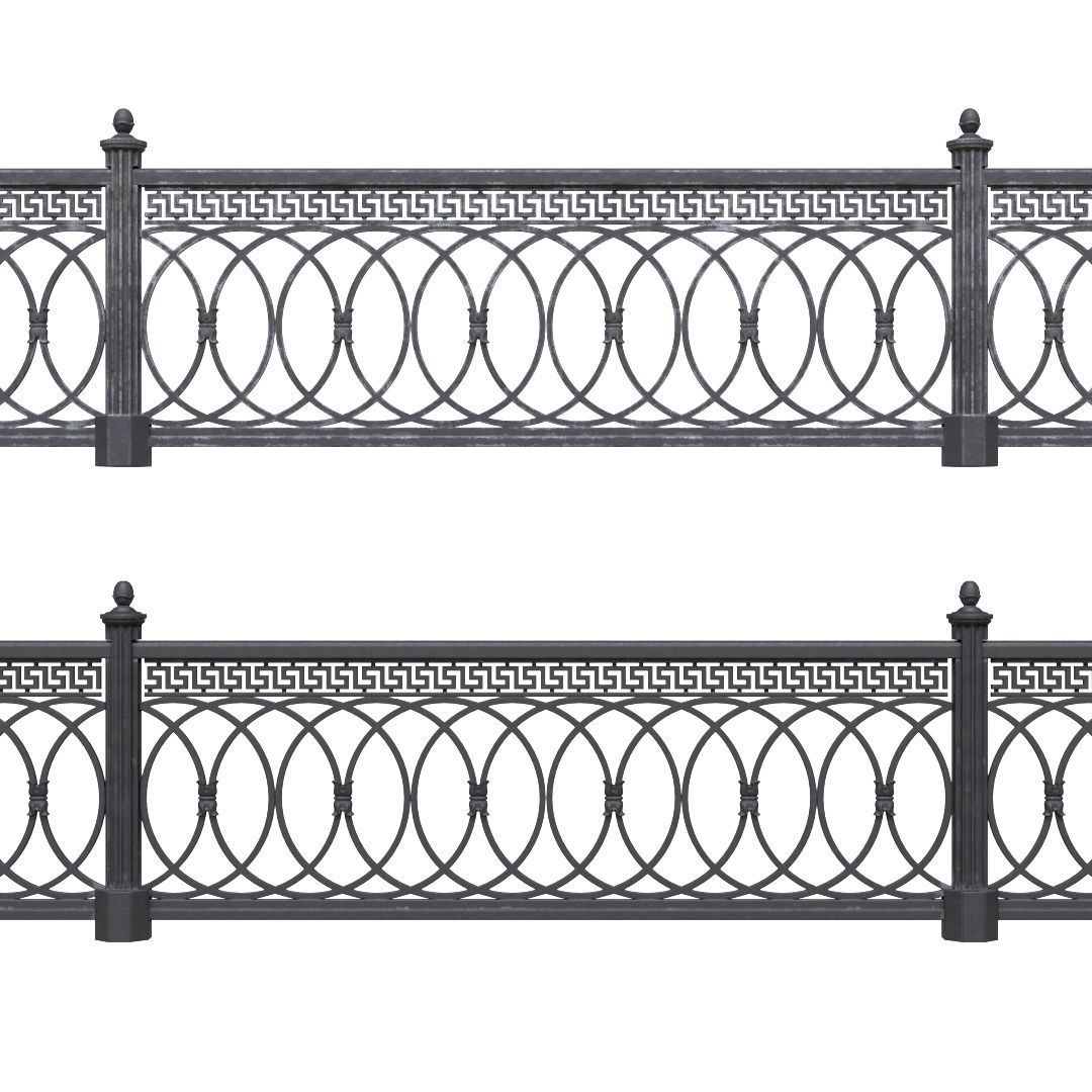 Park fence 02 Low-poly 3D model_2