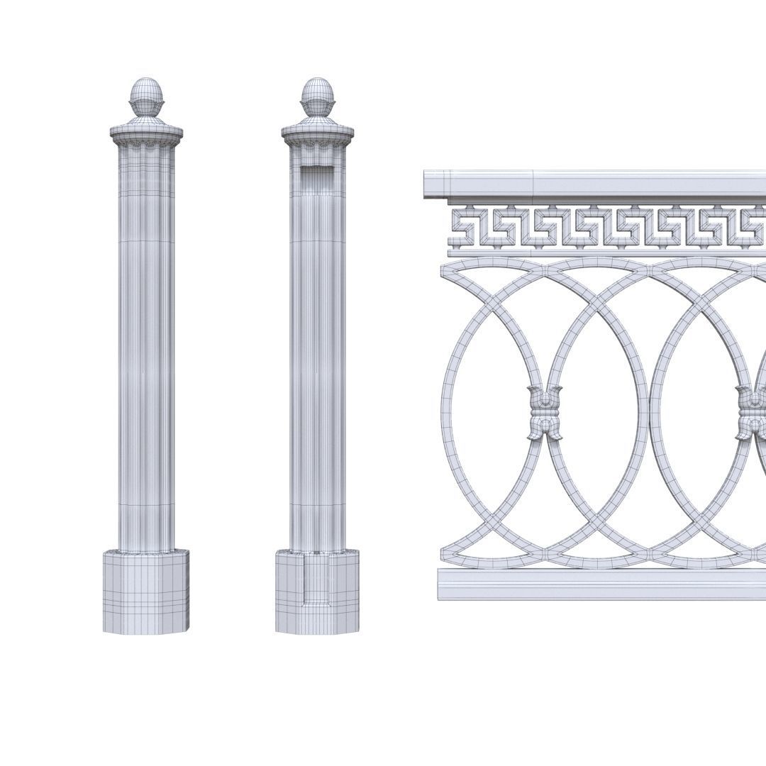 Park fence 02 Low-poly 3D model_15