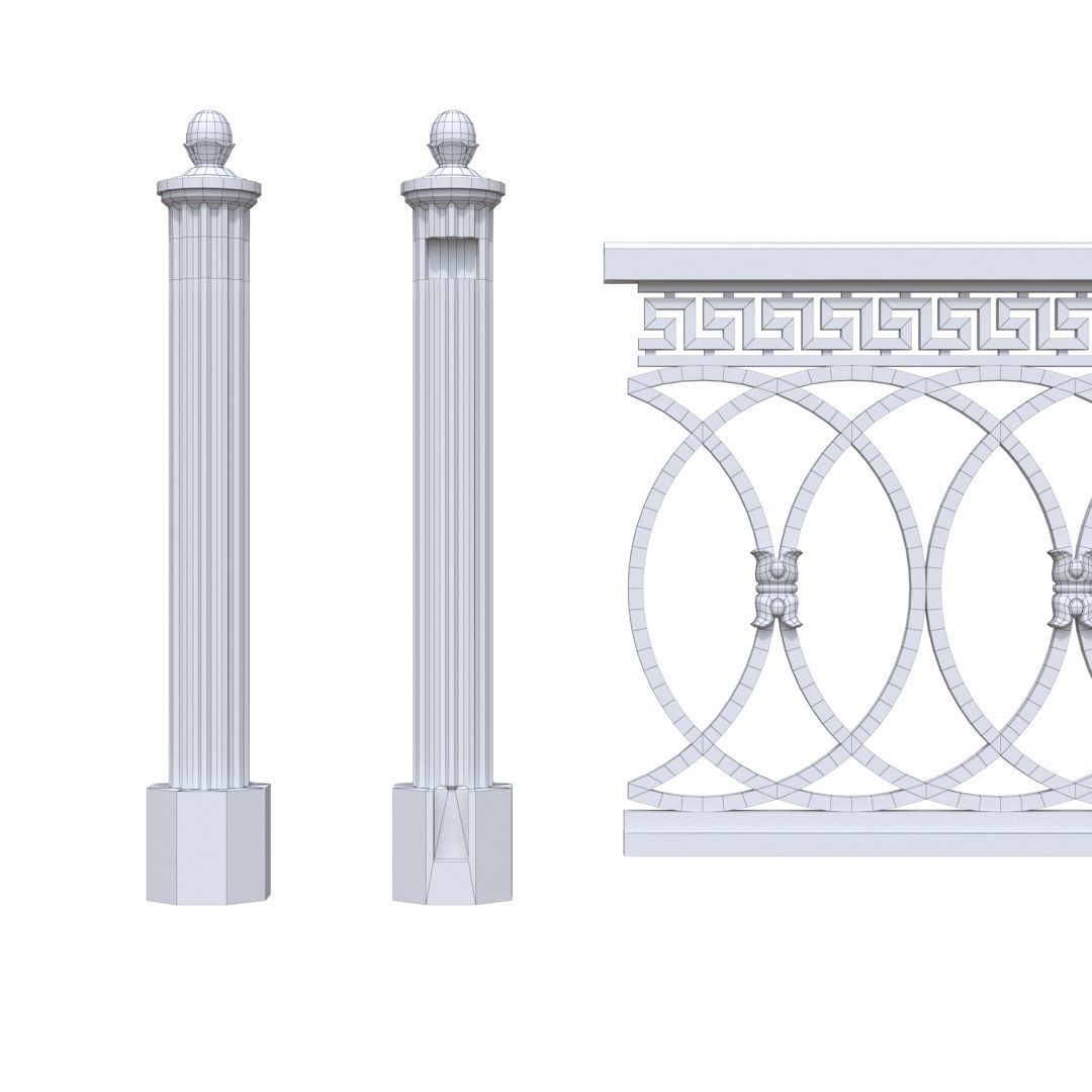 Park fence 02 Low-poly 3D model_17