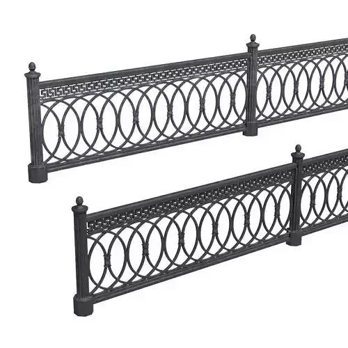 Park fence 02 Low-poly 3D model