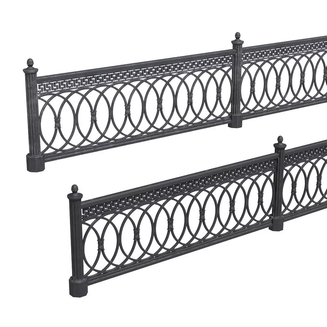 Park fence 02 Low-poly 3D model_0