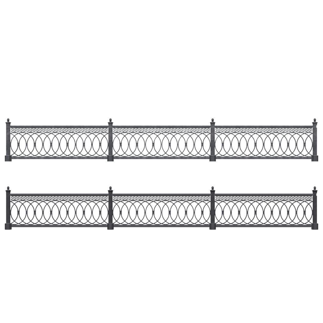 Park fence 02 Low-poly 3D model_3