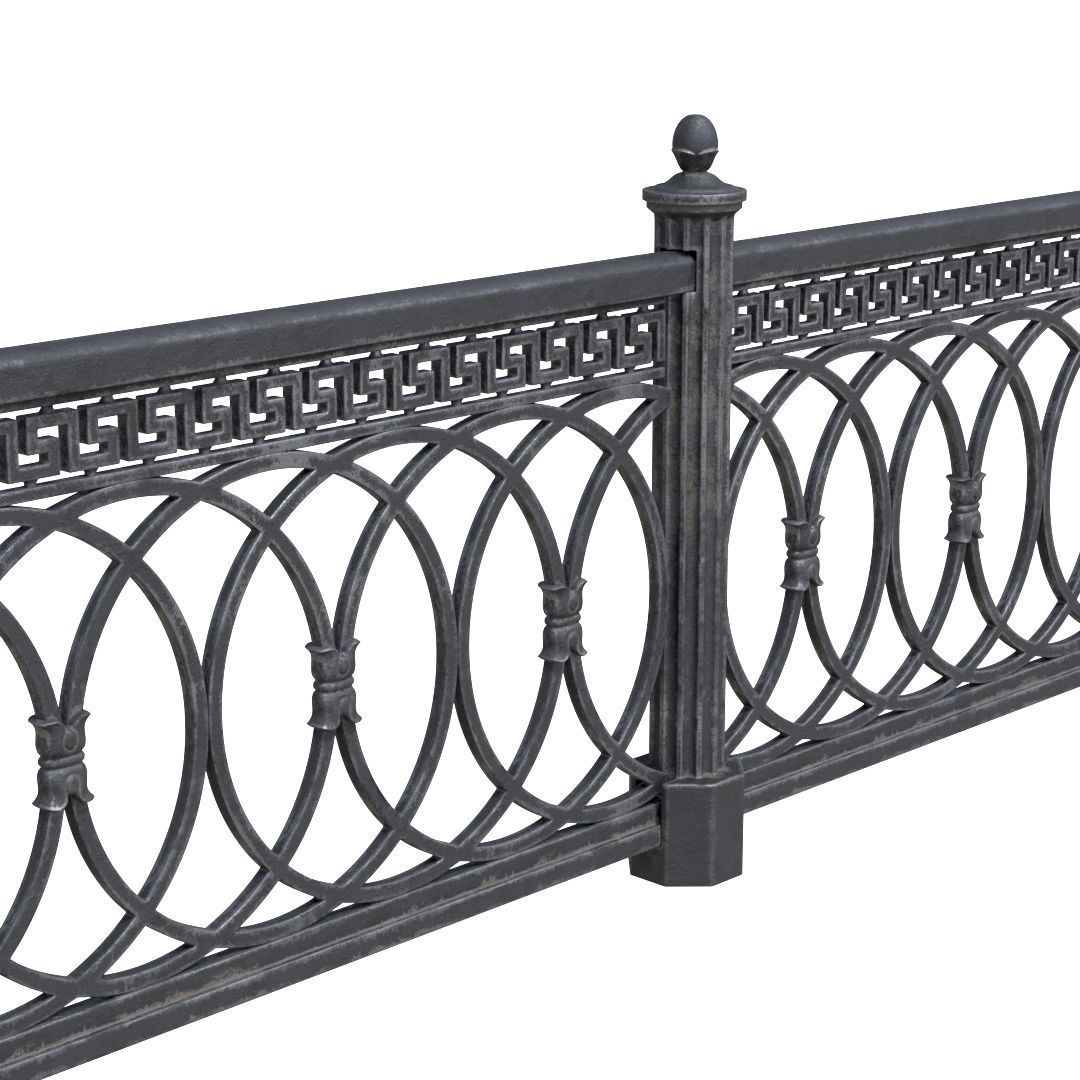 Park fence 02 Low-poly 3D model_4