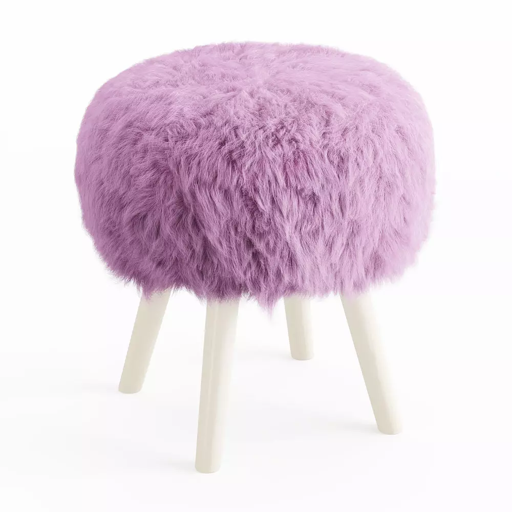Faux Fur Stool 3D model_0
