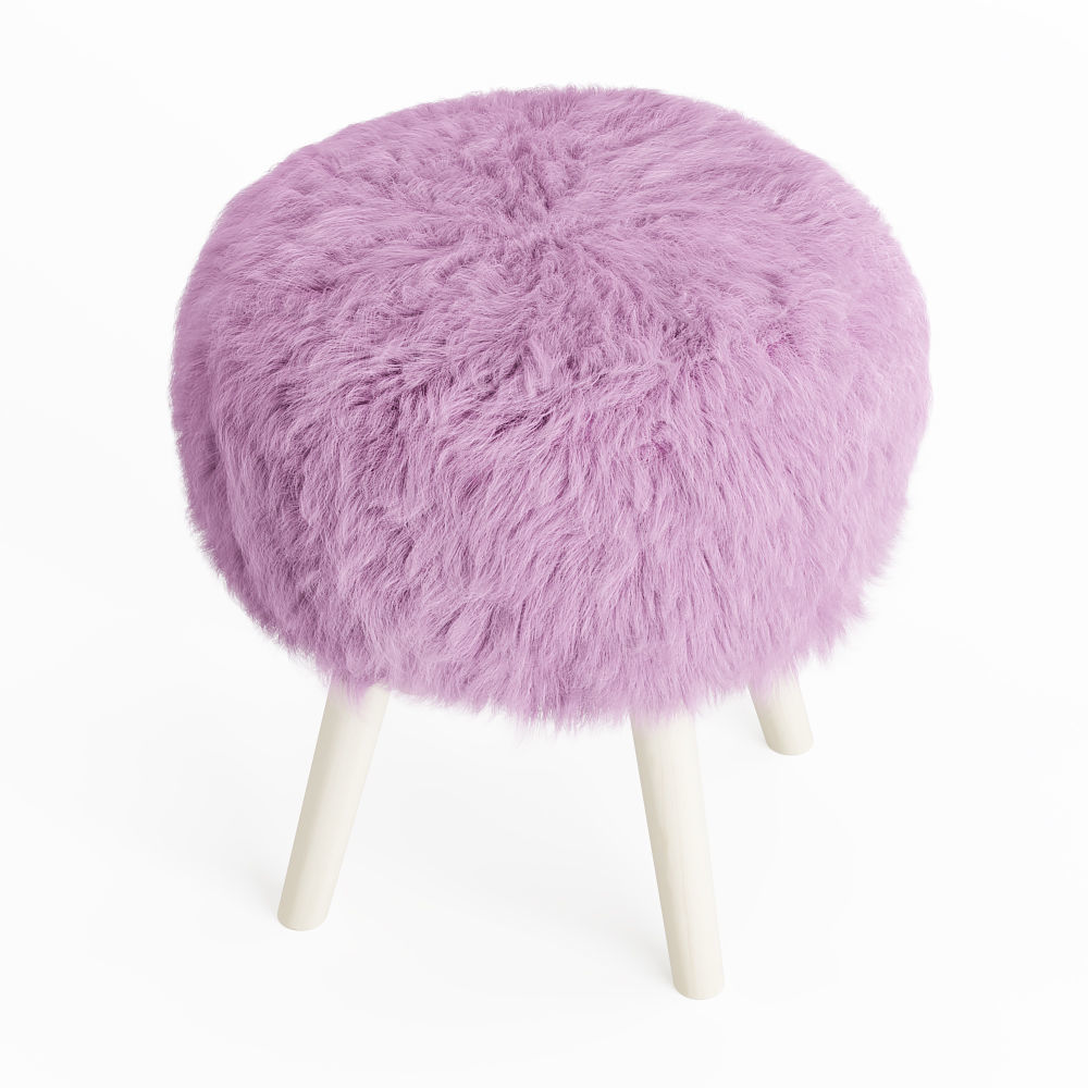 Faux Fur Stool 3D model_1