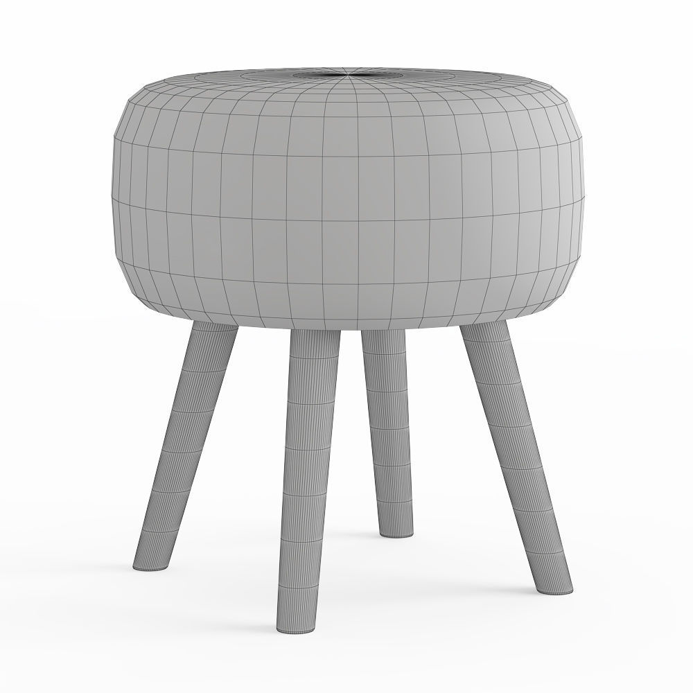 Faux Fur Stool 3D model_4