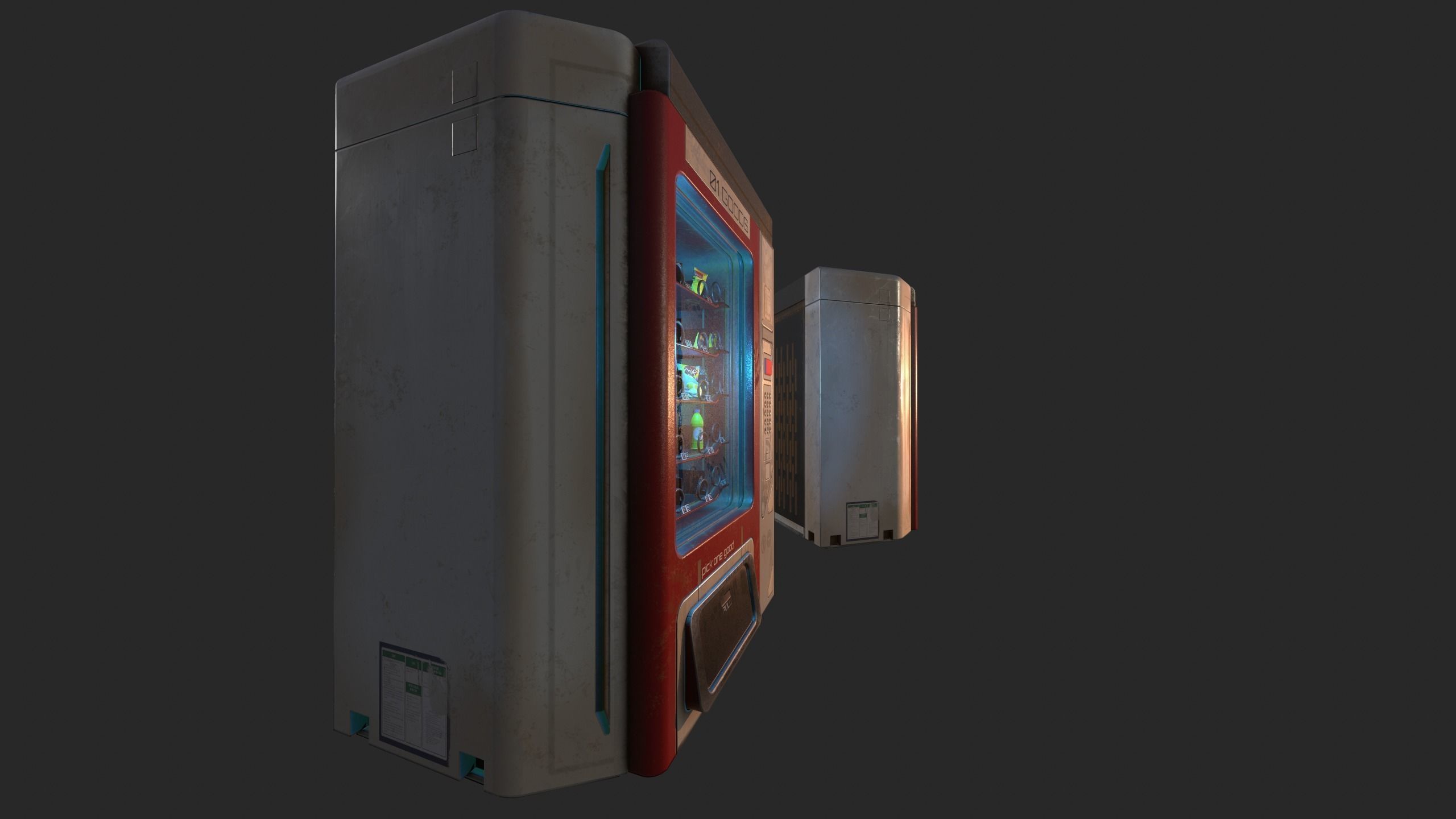 Sci-Fi Vending Machine And Snacks props Free low-poly 3D model_6