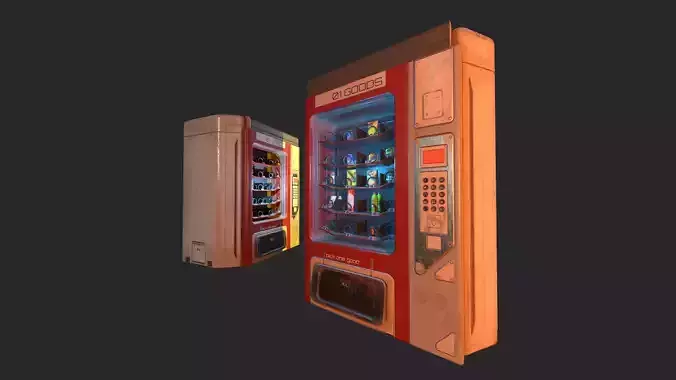 Sci-Fi Vending Machine And Snacks props Free low-poly 3D model