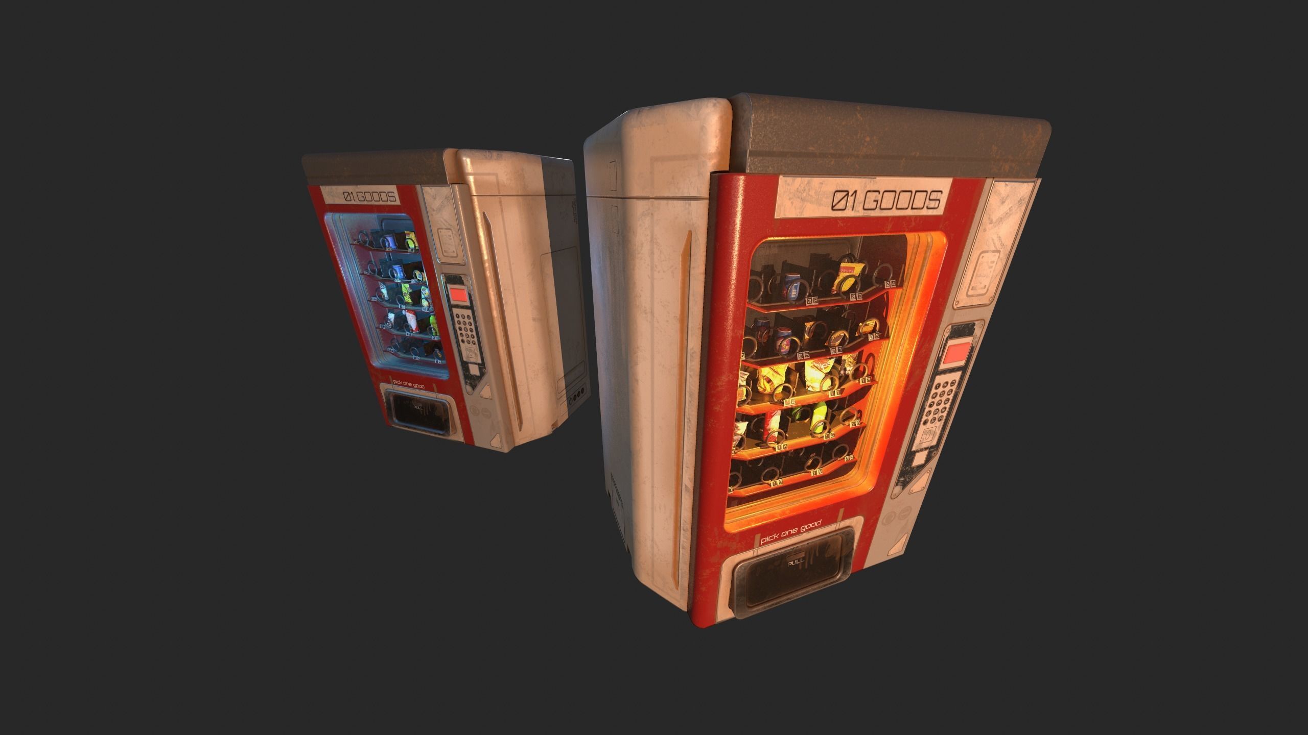 Sci-Fi Vending Machine And Snacks props Free low-poly 3D model_3