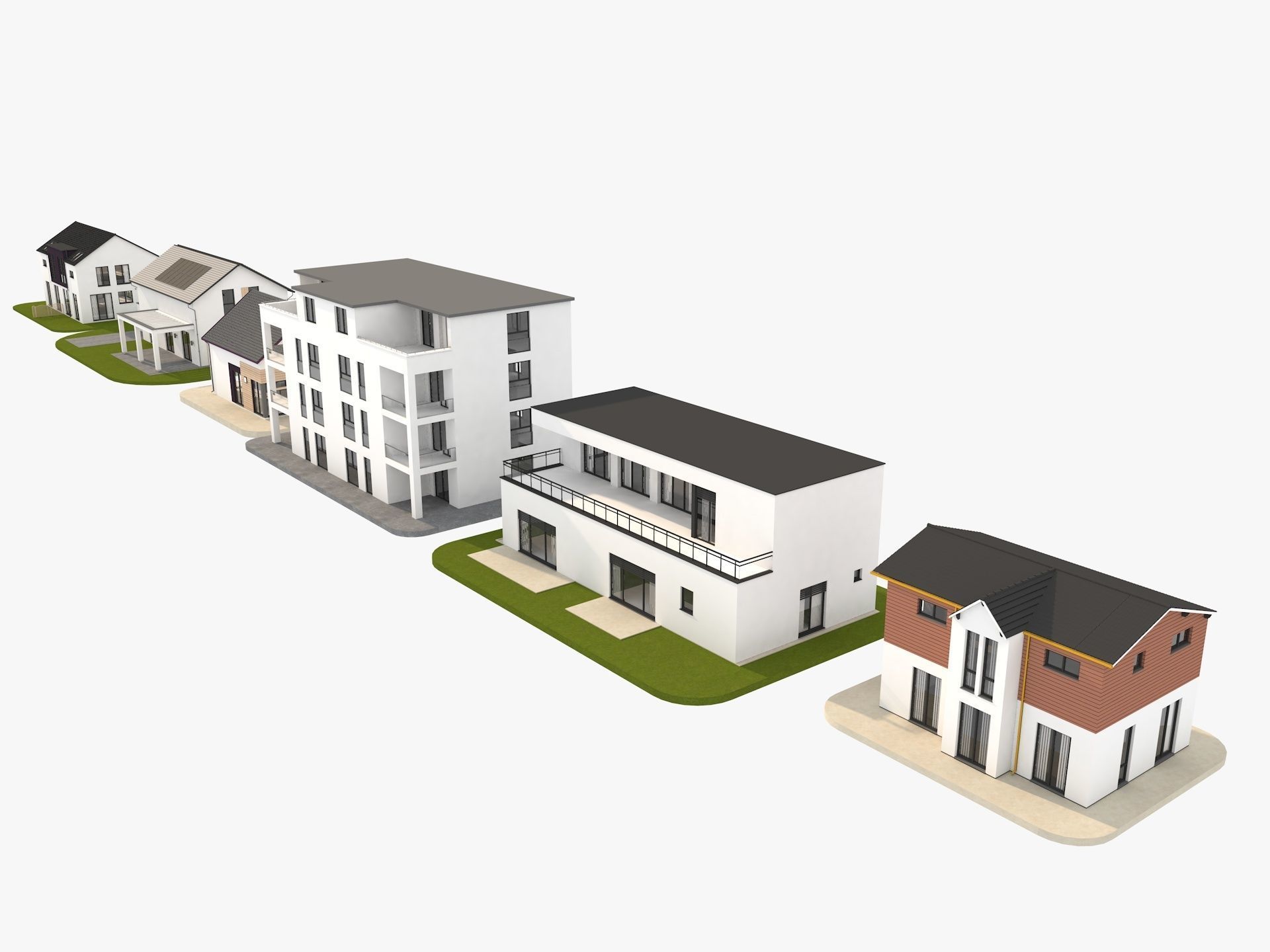 Modern German houses 3D model_2