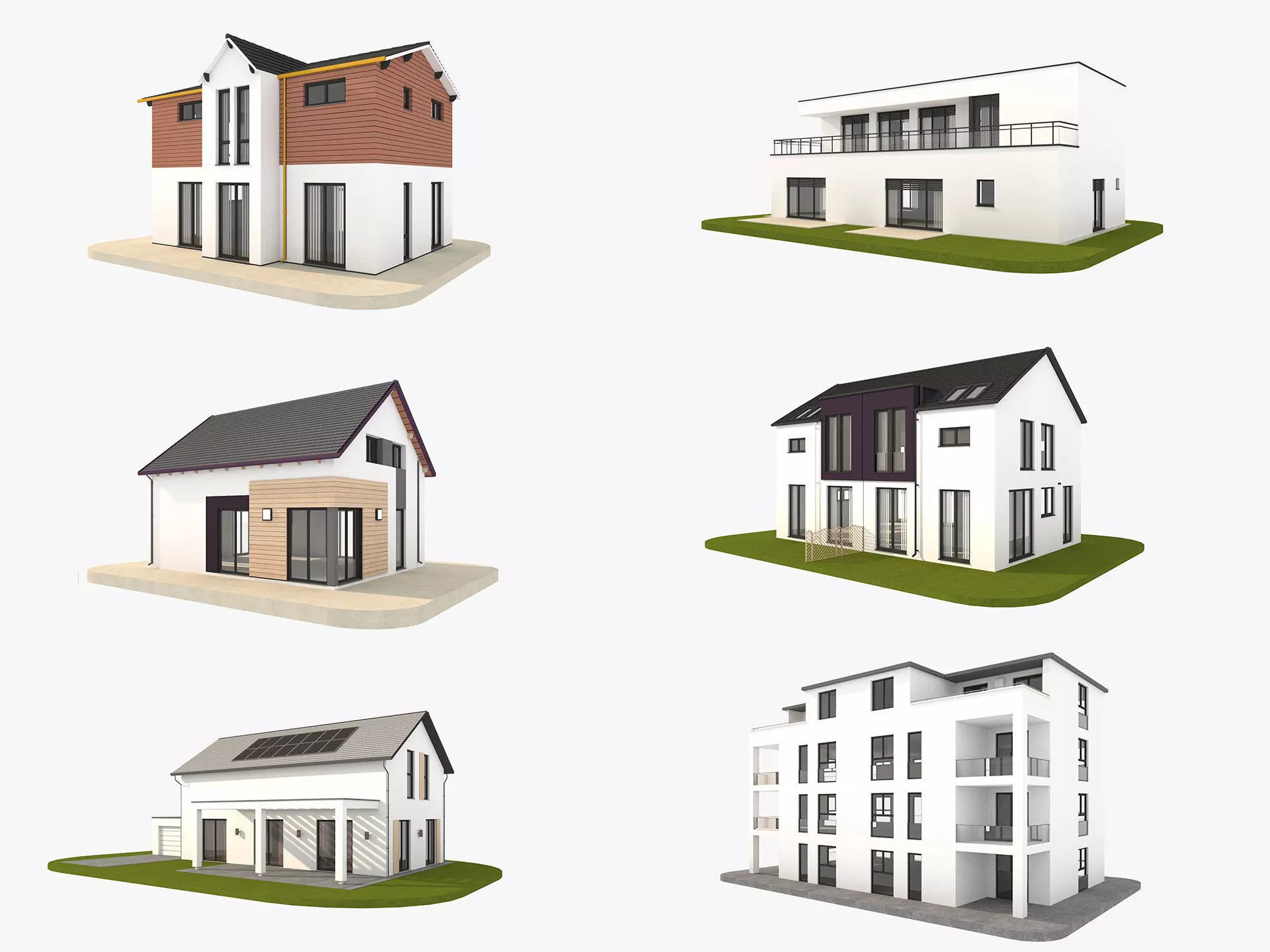 Modern German houses 3D model_0