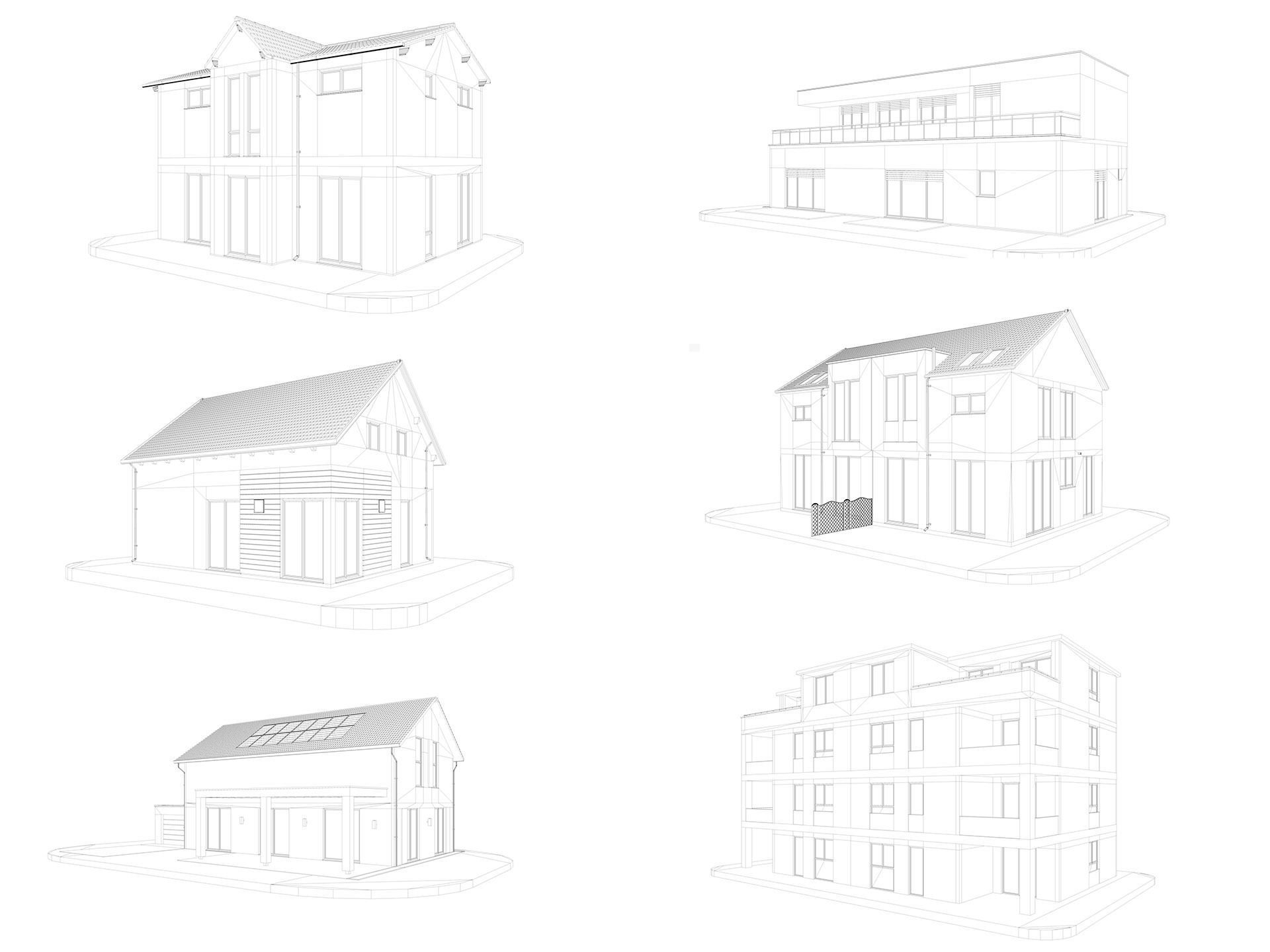 Modern German houses 3D model_1
