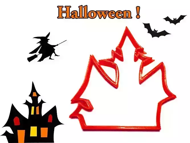 Cookie cutter Halloween Haunted House 3D print model