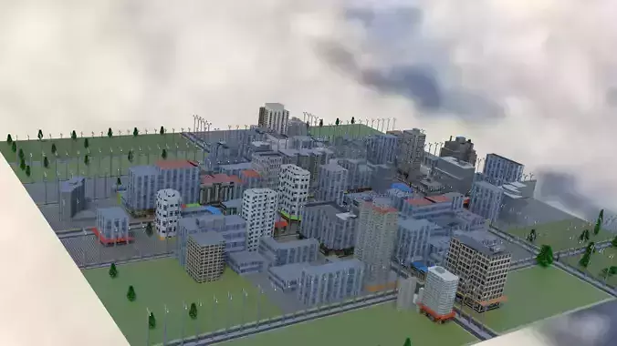 city 3D in clouds