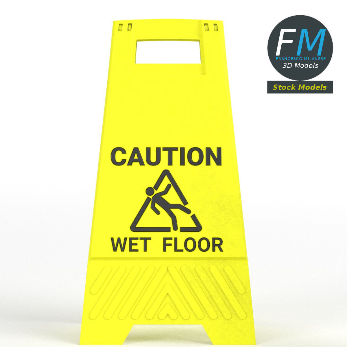 Wet floor warning signs 3D model_3