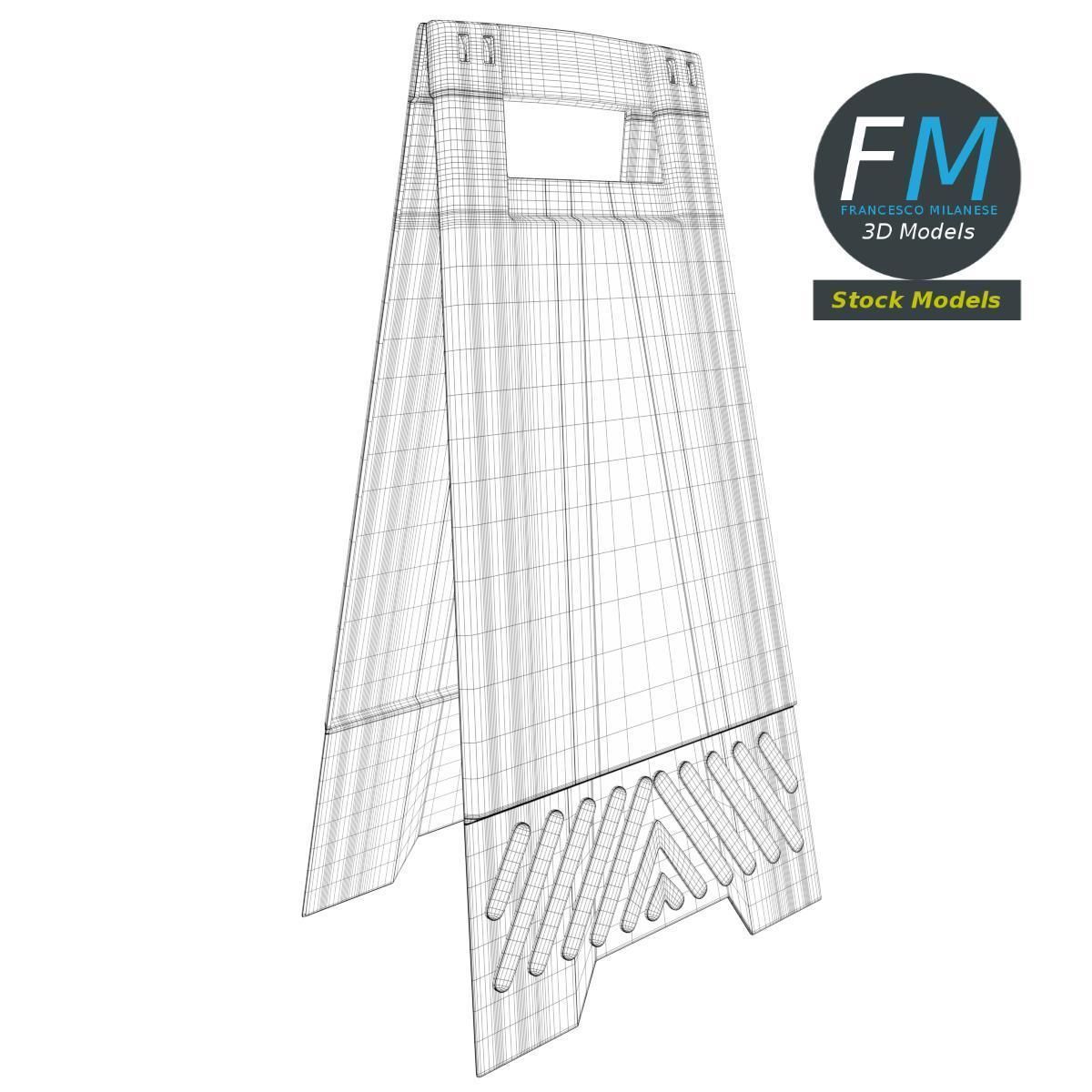 Wet floor warning signs 3D model_8