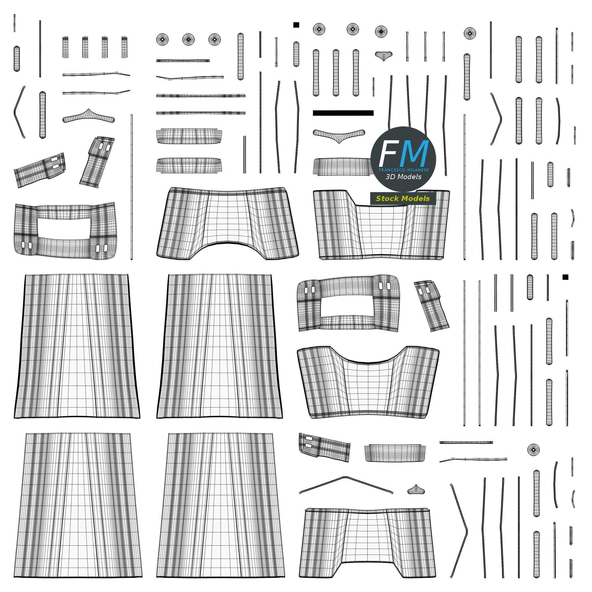 Wet floor warning signs 3D model_12